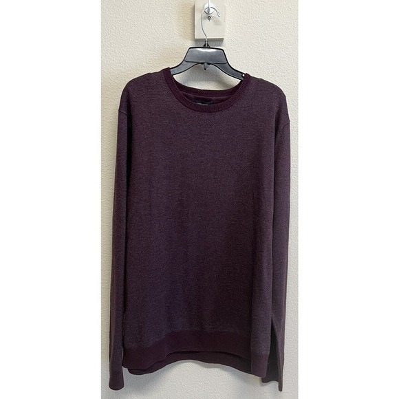 Nordstrom Men's Shop Wool Blend Sweater Size XXL Plum Birdseye Print NEW - Picture 7 of 9